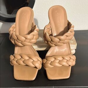 Stylish Tan Braided Heels